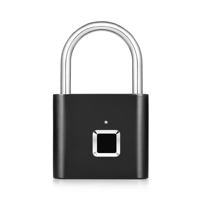 Golden security keyless USB rechargeable door lock fingerprint smart padlock quick unlock Zinc alloy metal self developing chip