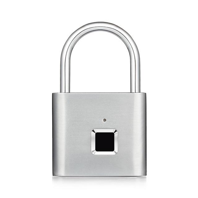 Golden security keyless USB rechargeable door lock fingerprint smart padlock quick unlock Zinc alloy metal self developing chip