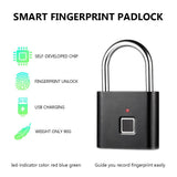 Golden security keyless USB rechargeable door lock fingerprint smart padlock quick unlock Zinc alloy metal self developing chip