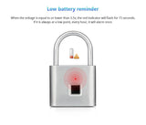 Golden security keyless USB rechargeable door lock fingerprint smart padlock quick unlock Zinc alloy metal self developing chip