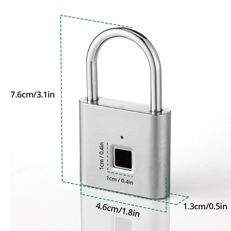 Golden security keyless USB rechargeable door lock fingerprint smart padlock quick unlock Zinc alloy metal self developing chip